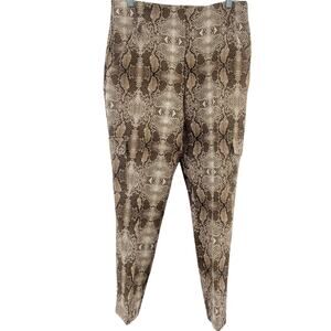 7th Ave Brown Snakeskin Print Tapered Dress Pants Women’s Size 10 Poly Preowned